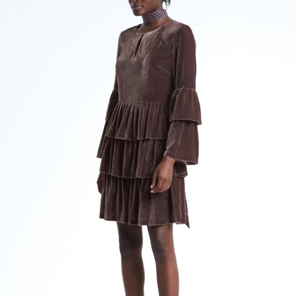 TIERED Velvet Shirtdress Banana Republic × Olivia Palermo